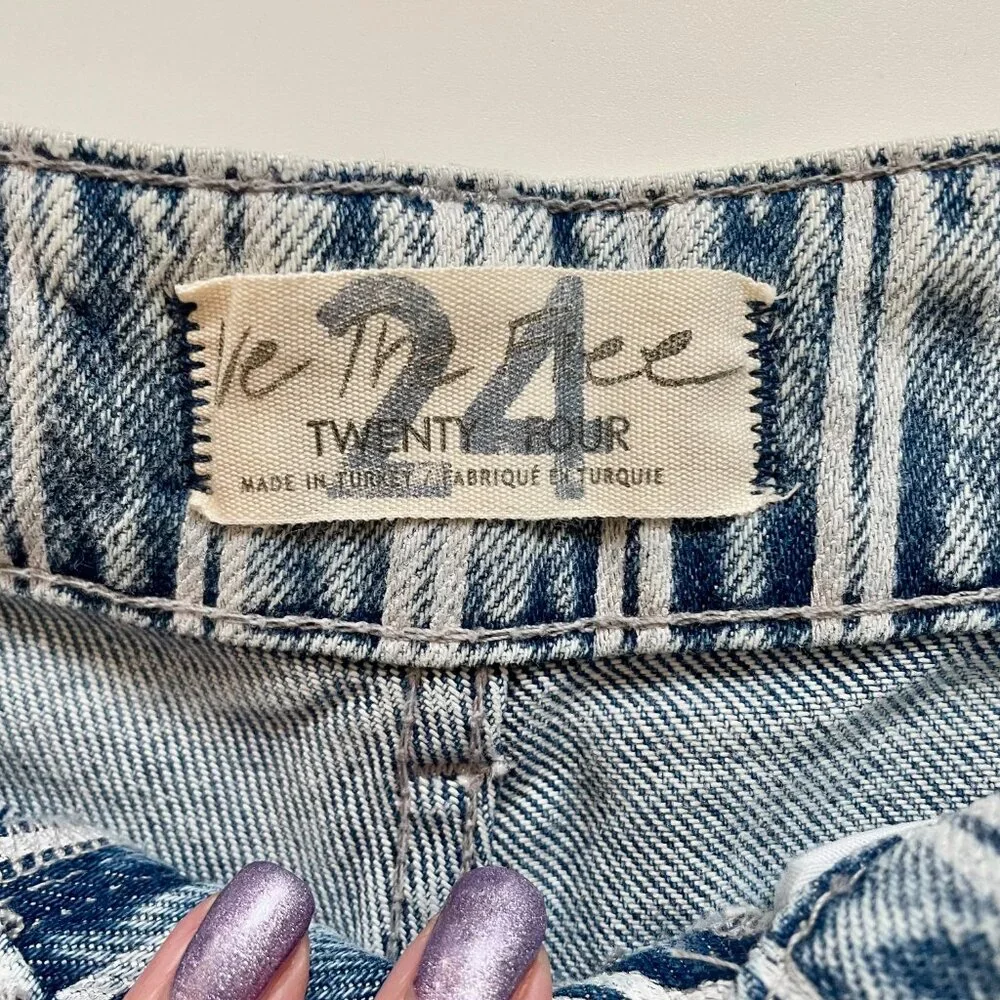 FREE PEOPLE Denim striped shorts